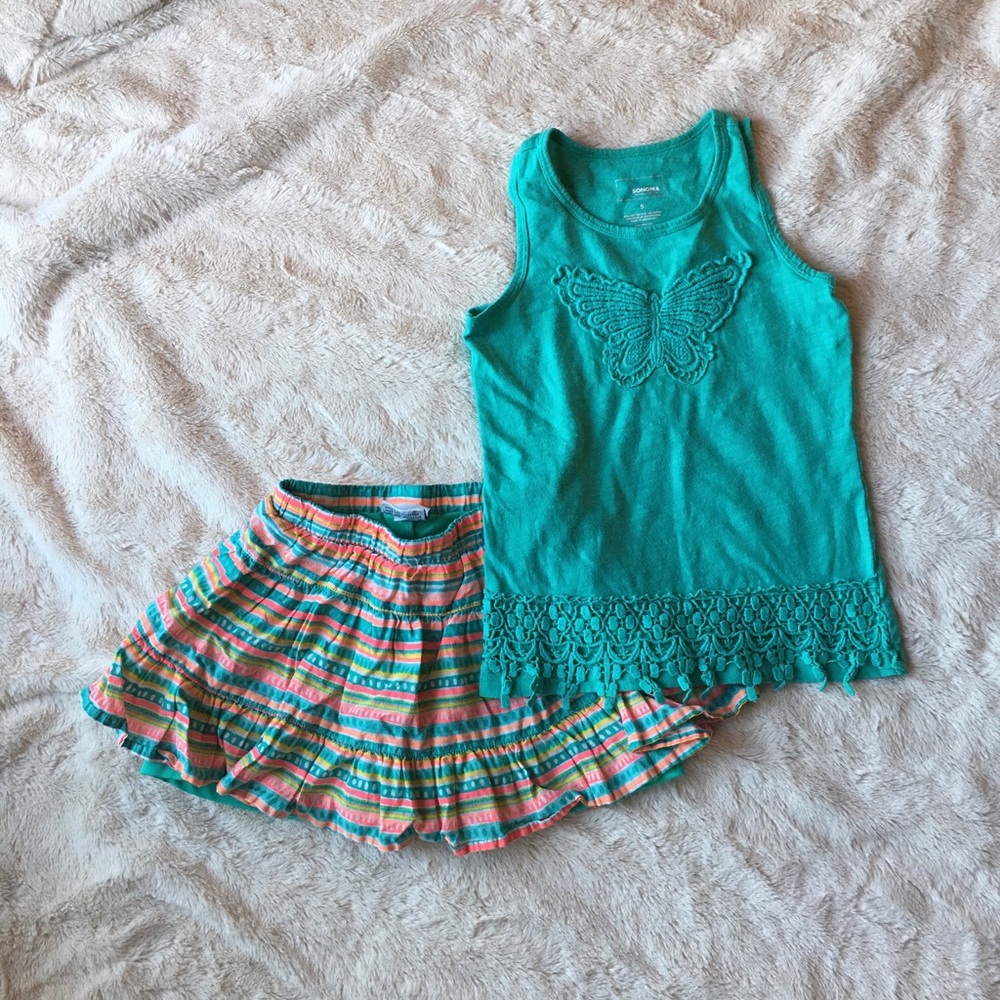 Adorable, bright tank top and skort set